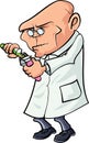 Cartoon scientist mixing chemicals