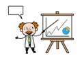 Cartoon Scientist with Presentation Baord Royalty Free Stock Photo