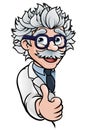 Scientist Cartoon Character Sign Thumbs Up