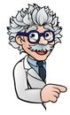 Scientist Cartoon Character Pointing Sign Royalty Free Stock Photo