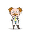 Cartoon Scientist Scared Facial Expression Vector Illustration