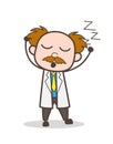 Cartoon Scientist Sleeping Expression Vector Illustration