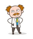 Cartoon Scientist Slightly Smile Face Vector Illustration