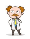 Cartoon Scientist Thinking Expression Vector Illustration