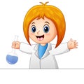 Cartoon scientists girl