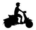 Cartoon Scooter Rider Silhouette On White