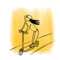 Cartoon scooter rider
