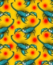 Cartoon Scorpion pattern seamless. crazy linear terrestrial arachnid background. Vector texture