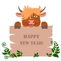 Cartoon scottish longhaired bull. For any design Royalty Free Stock Photo