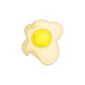 Cartoon scrambled eggs icon with yellow york and white protein. Fried egg cartoon icon isolated on white background