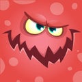 Cartoon screaming monster face. Vector Halloween red angry monster avatar. Royalty Free Stock Photo