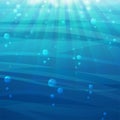 Cartoon sea background with sun light and bubbles Royalty Free Stock Photo