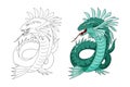 Cartoon Sea serpent creature character. Vector clip art illustration Royalty Free Stock Photo