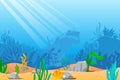 Cartoon sea underwater nature scene Royalty Free Stock Photo