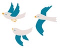 Cartoon seagulls set. Atlantic seabird flying.  Birds icon. Sea, Ocean, Gull Royalty Free Stock Photo