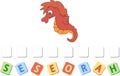 Cartoon seahorse crossword. Vector illustration