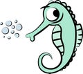 Cartoon seahorse swimming under water vector illustration