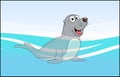 Cartoon seal animal in sea water background