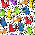 Cartoon seamless colorful cats