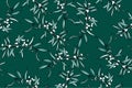 Cartoon seamless floral pattern Branch of olive leaves with fruits. Doodle style hand-drawn black outline on green background, Royalty Free Stock Photo