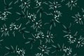 Cartoon seamless floral pattern Branch of olive leaves with fruits. Doodle style hand-drawn black outline on green background, Royalty Free Stock Photo