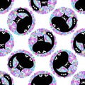 Cartoon seamless pattern with cats