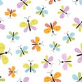 cartoon seamless pattern with colored butterflies Royalty Free Stock Photo