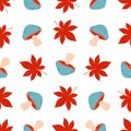 cartoon seamless pattern with colorful mushrooms