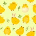 Cartoon seamless pattern of Easter chickens. Royalty Free Stock Photo