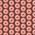 Cartoon seamless pattern with glazed donuts.