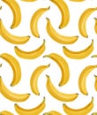 Cartoon seamless pattern with juicy bananas on a white background. Tropical fruits. Vector pattern Royalty Free Stock Photo