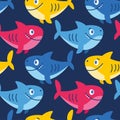 Cartoon seamless pattern with sea animal shark Royalty Free Stock Photo