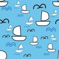 cartoon seamless pattern ship ocean sea background