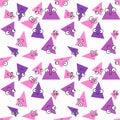 Cartoon seamless triangle with eyes pattern for fabrics and packaging and gifts and linens and kids and wrapping paper