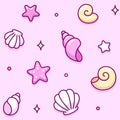 Cartoon seashell seamless pattern