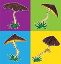 Cartoon seasonal mushroom with brown cap illustration
