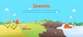 Cartoon Seasons Landscape Background Card Poster. Vector