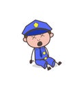 Cartoon Security-Guard Dizzy Face Expression