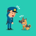 Cartoon security guard policeman with his guard dog Royalty Free Stock Photo