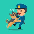 Cartoon security guard policeman with his guard dog Royalty Free Stock Photo