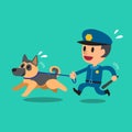 Cartoon security guard policeman with police guard dog Royalty Free Stock Photo