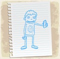 Cartoon selfie on paper note, vector illustration