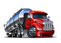 Cartoon semi tanker truck isolated on white background Royalty Free Stock Photo