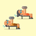 Cartoon senior man and woman doing dumbbell press exercise Royalty Free Stock Photo