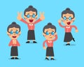 Cartoon senior woman character poses