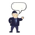 cartoon sensible business man in bowler hat with speech bubble Royalty Free Stock Photo