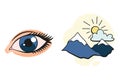 Cartoon sensory organ icon. Eye. Human senses education concept. Vector illustration isolated on white background Royalty Free Stock Photo