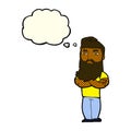 cartoon serious man with beard with thought bubble Royalty Free Stock Photo