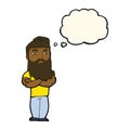 cartoon serious man with beard with thought bubble Royalty Free Stock Photo