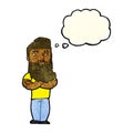 cartoon serious man with beard with thought bubble Royalty Free Stock Photo